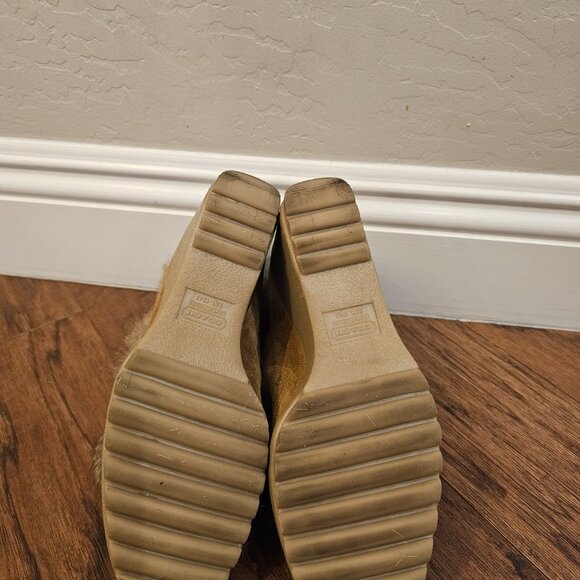 Coach Kataya camel suede rabbit fur wedge boots - Picture 7 of 10